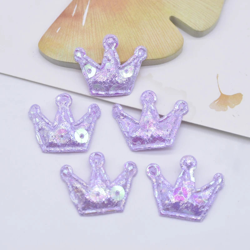 100Pcs 28*20mm Bling Crown Applique Padded Patches for DIY Headwear Hair Clips Decor Clothes Hat Crafts Sewing Supplies