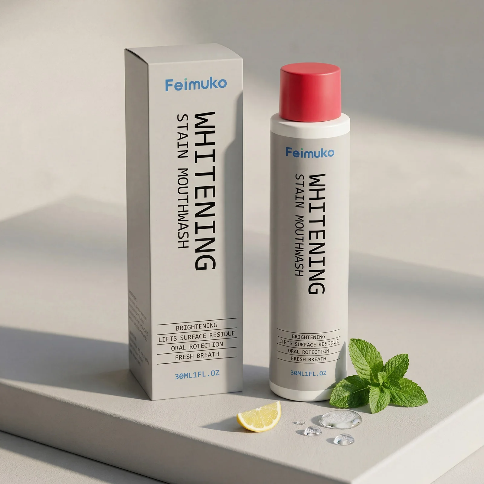 

Feimuko 30ml Teeth Clean Mouthwash Remove Surface Tooth Stains Long Lasting Fresh Breath Daily Oral Hygiene Care for Men Women