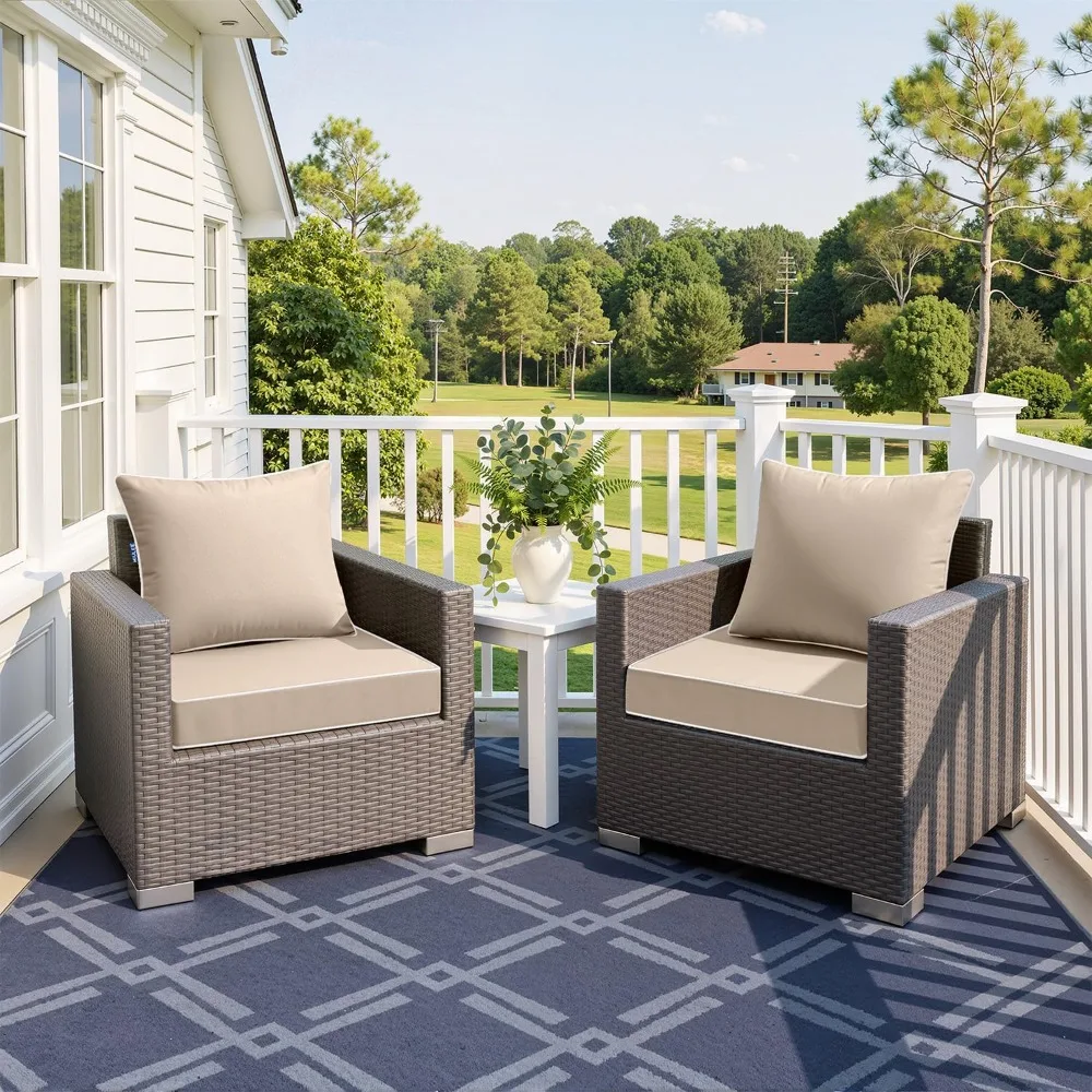 Beige Outdoor Seat Cushion 24x24 Inch Waterproof & Fade Resistant for Patio Furniture with Handle and Adjustable Straps