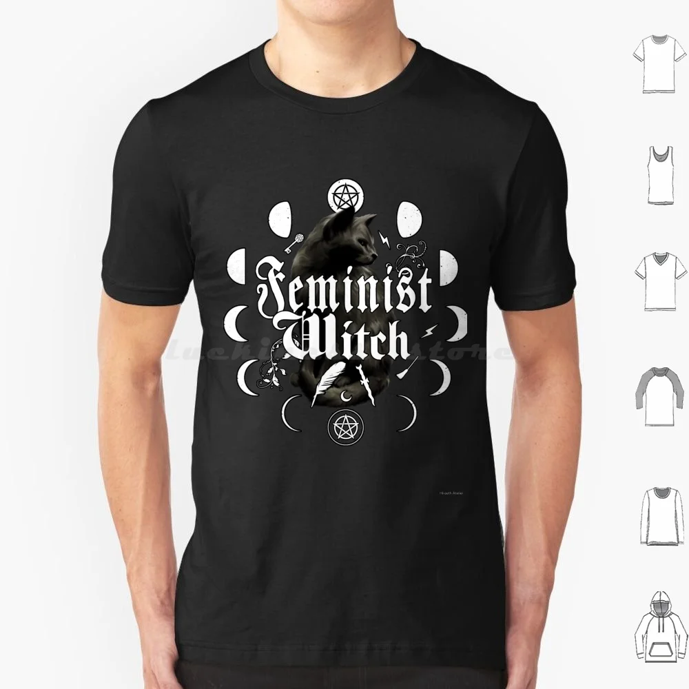 Feminist Witch T Shirt Cotton Men Women Diy Print Witch Feminist Witch Feminist Pagan Wicca Wiccan Occult Black Cat Lunar Hex