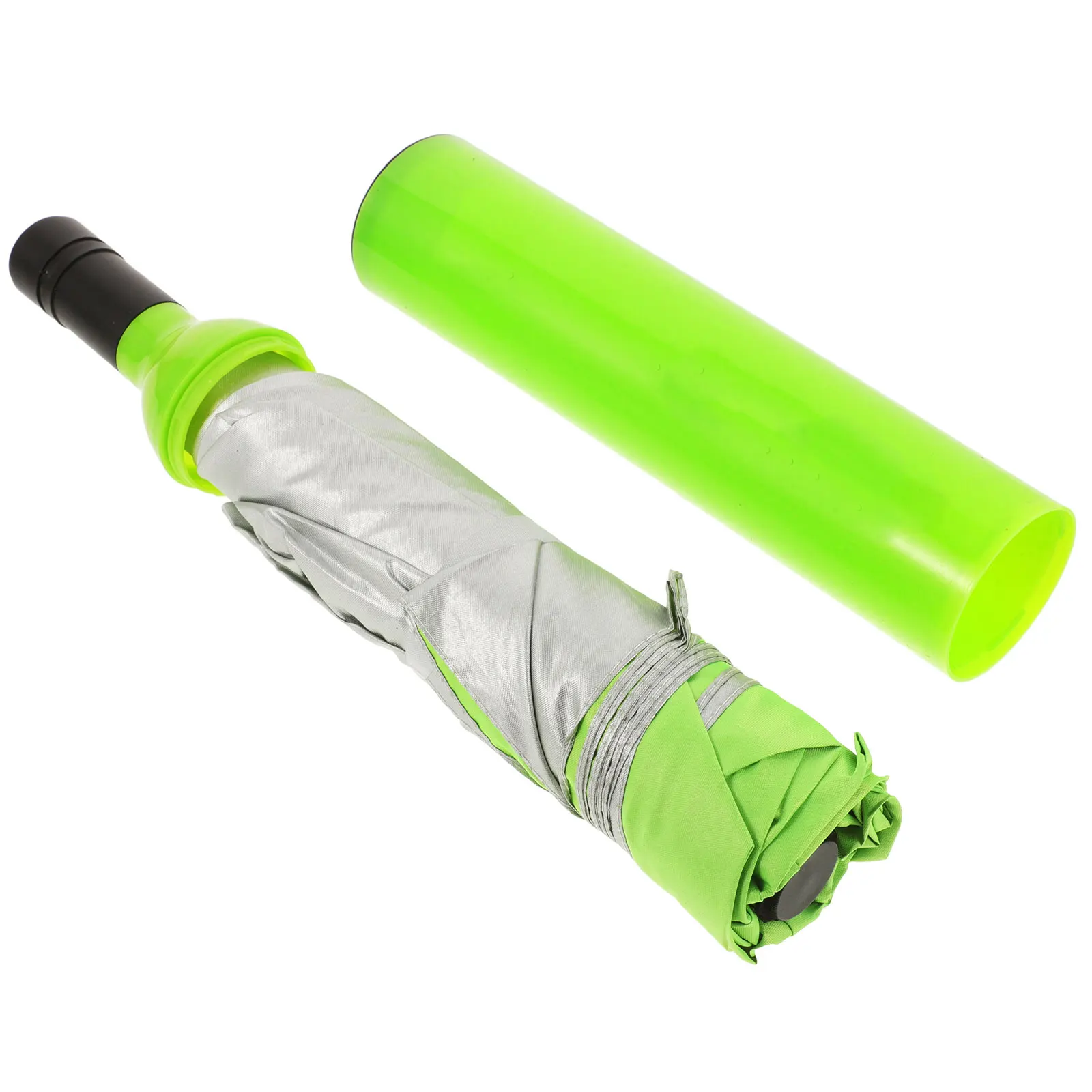 

Bottle-Shaped Umbrella Bright Red Collapsible Rainproof Travel Foldable UV Protection Small Size Parasol