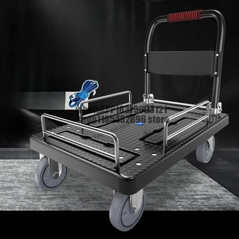 Three-sided folding fence trolley handling and pulling trailer thickened flat trolley