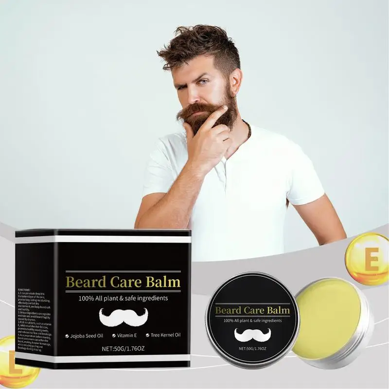 Male Beard Smoothing Balm Beard Growth Strengthening Balm Gentlemen Black Thick Beard Care Cream For Nourishing And Moisturizing