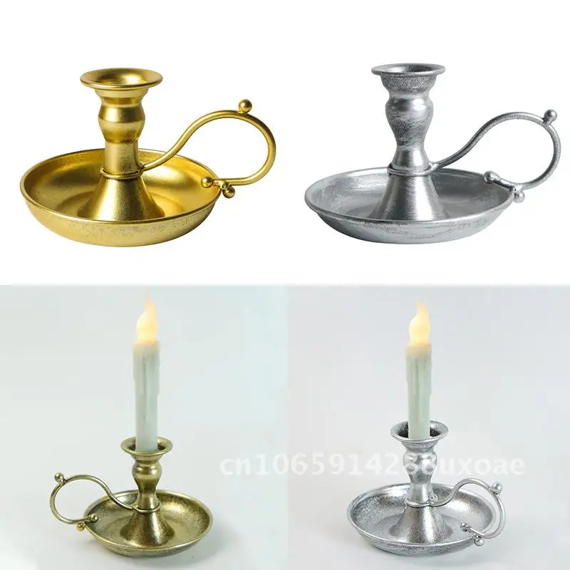 

Retro Nordic Style Art Ornaments Romantic Nostalgic Copper Candle Holder Electronic Candle Accessories Home Decorative Light Lux