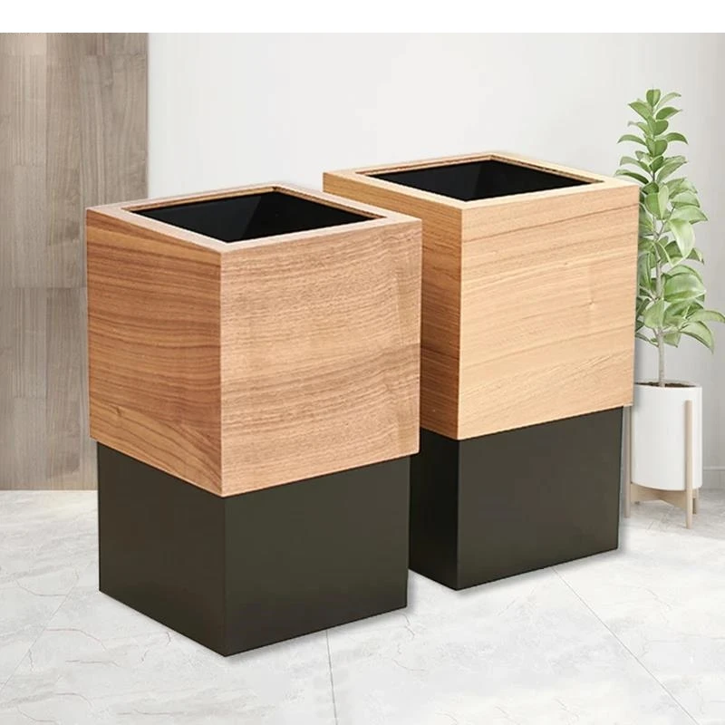 

Simple Wooden Garbage Can Kitchen Trash Rectangular Wastebasket Cleaning Tools Bathroom Bins Home Accessories