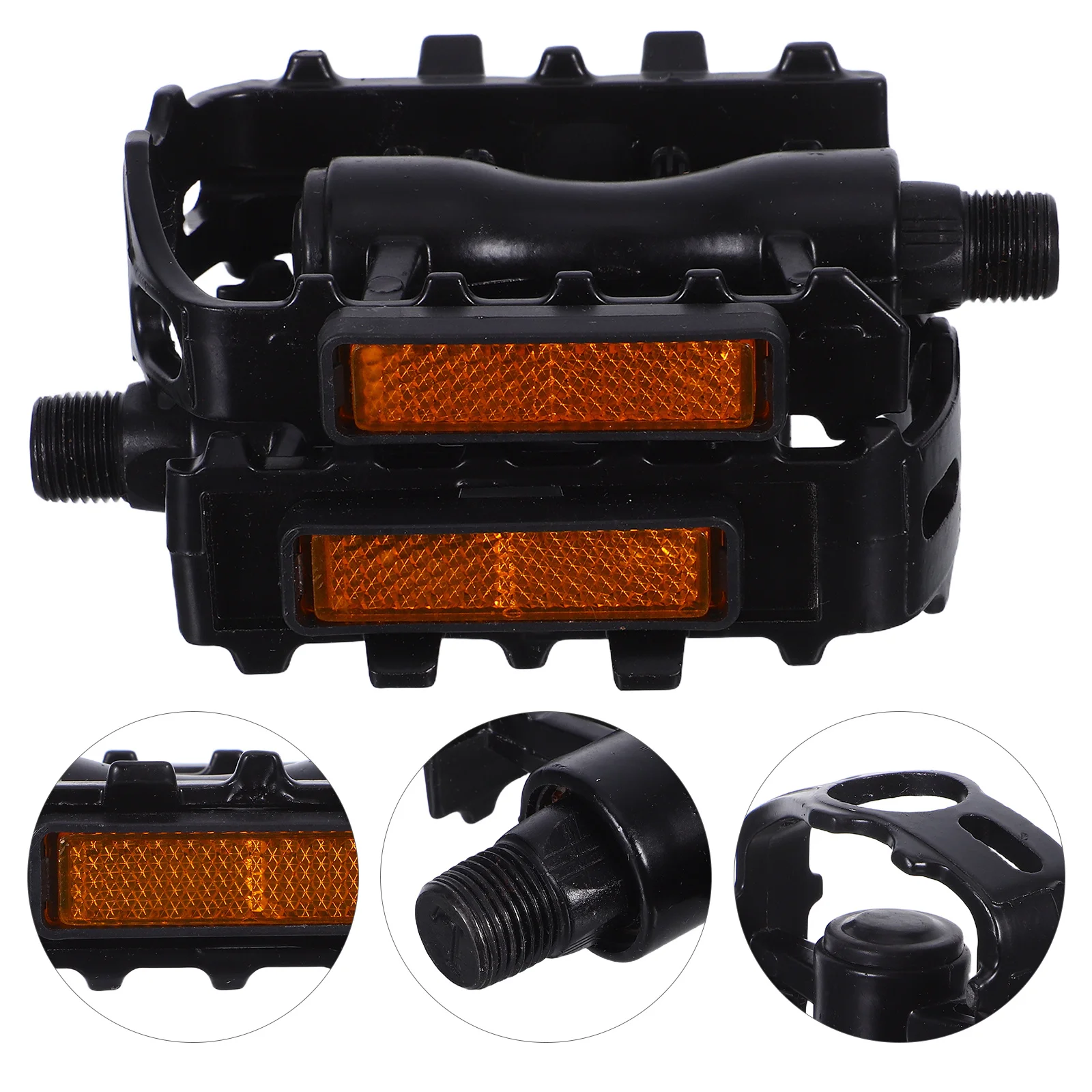1Pair Mountain Pedal Aluminum Alloy Flat Design Ball Bearing Anti-Slip Spike Reflective Stripe Safe Riding Road Fixed Gear