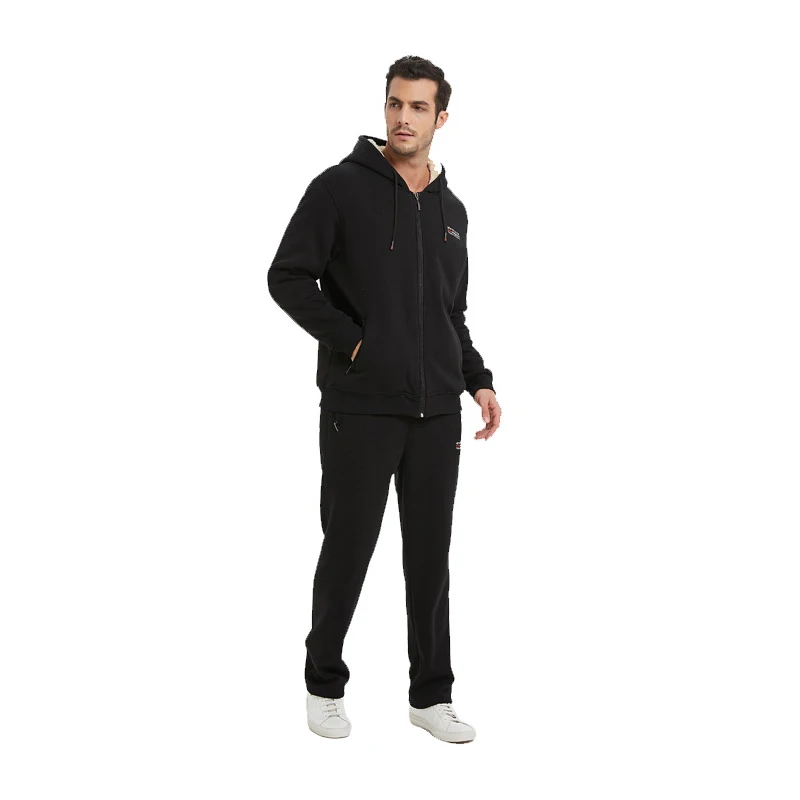 Fleece Sports Suit for Men and Women, Thickened Hoodie, Warm Sports Wear, Two-Piece Set, Suitable for All Seasons, Winter