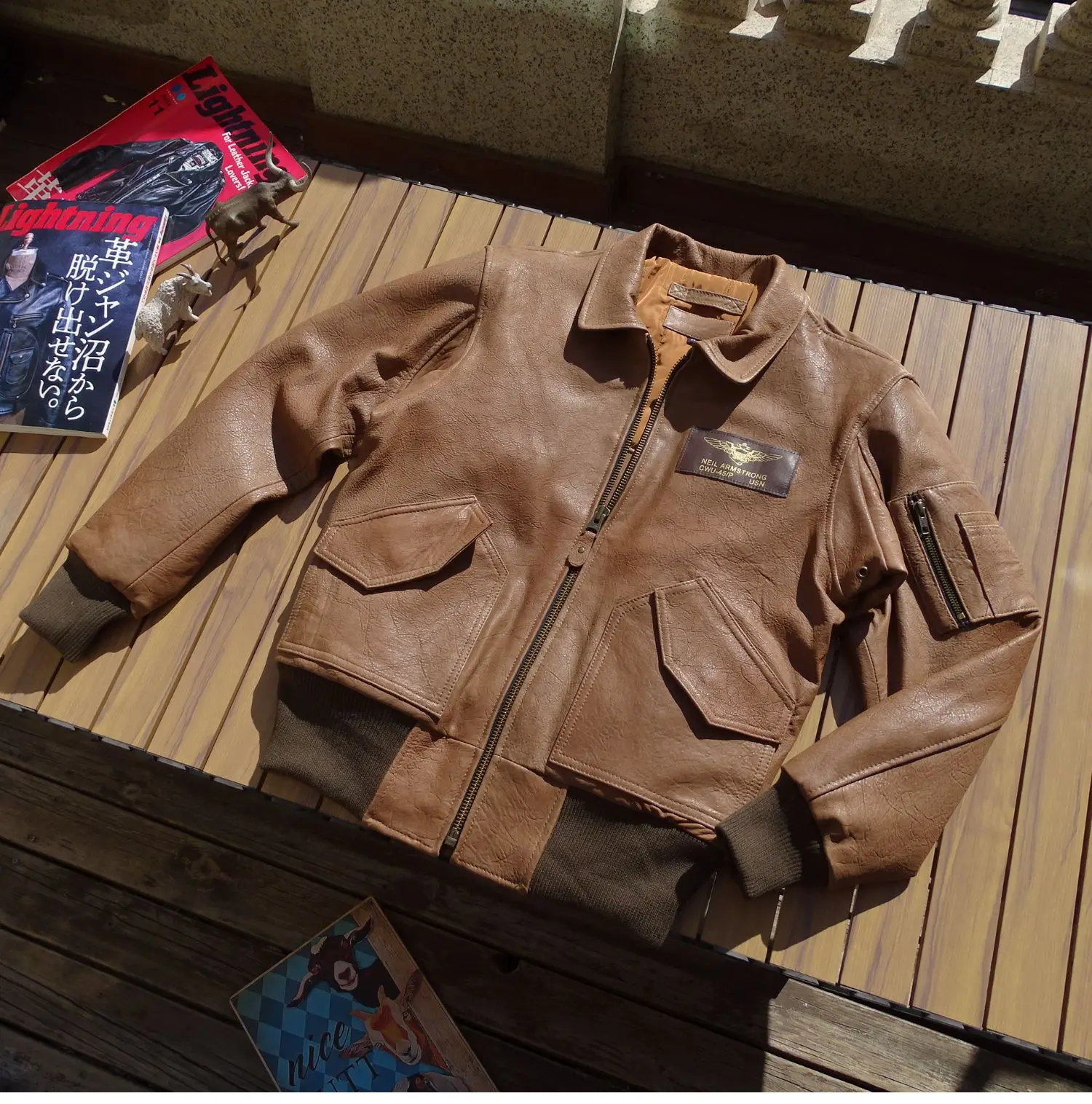 

Американская европейская ретро мягкая морщинистая овечья кожа на хлопковой подкладке теплая 45P летная куртка ВВС зимние пальто