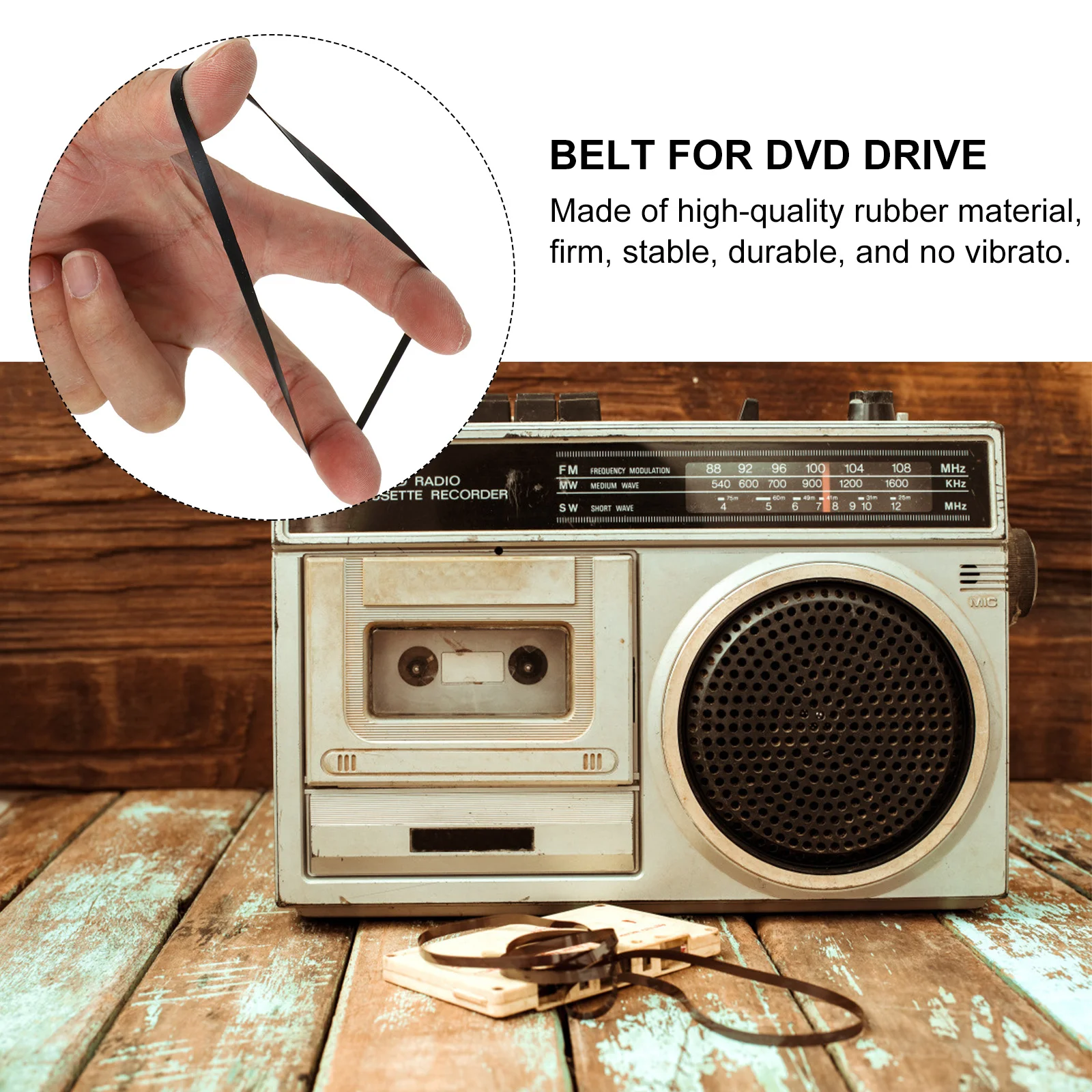 40Pcs Recorder Rubber Belt Strong Wear-Resistant Square Drive Belt for Cassette Machine Cd-ROM Personal Stereo Long-Lasting