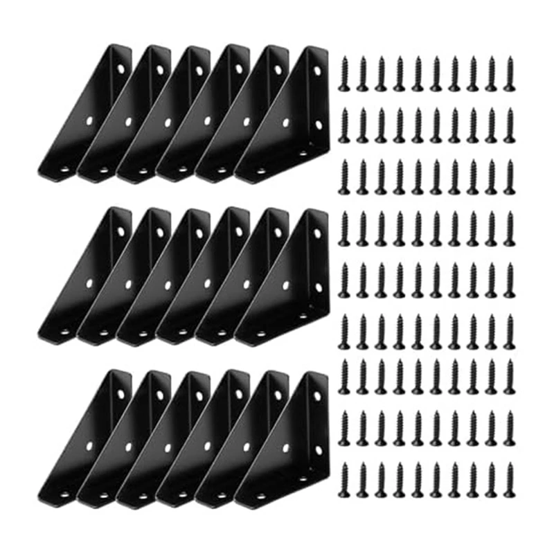 Metal Angle Bracket, Triangular Shelf Bracket, Corner Table Connector For Bed, Table, 66Mm X 66Mm,18 Pcs