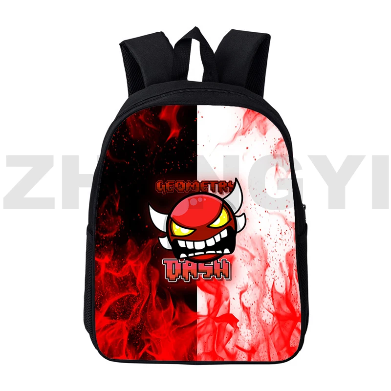 Mochila Zangada Geometry Dash para crianças, Sacos escolares dos desenhos animados, Bookbag primário para adolescentes, Mochila de viagem portátil impermeável, Novo