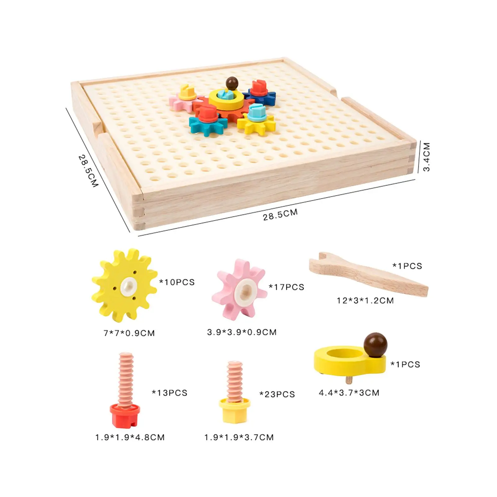 Juego de engranajes Montessori, juguetes de madera, juguetes de construcción para chico con pernos y destornillador, herramientas de juego para niños pequeños, niñas y niños