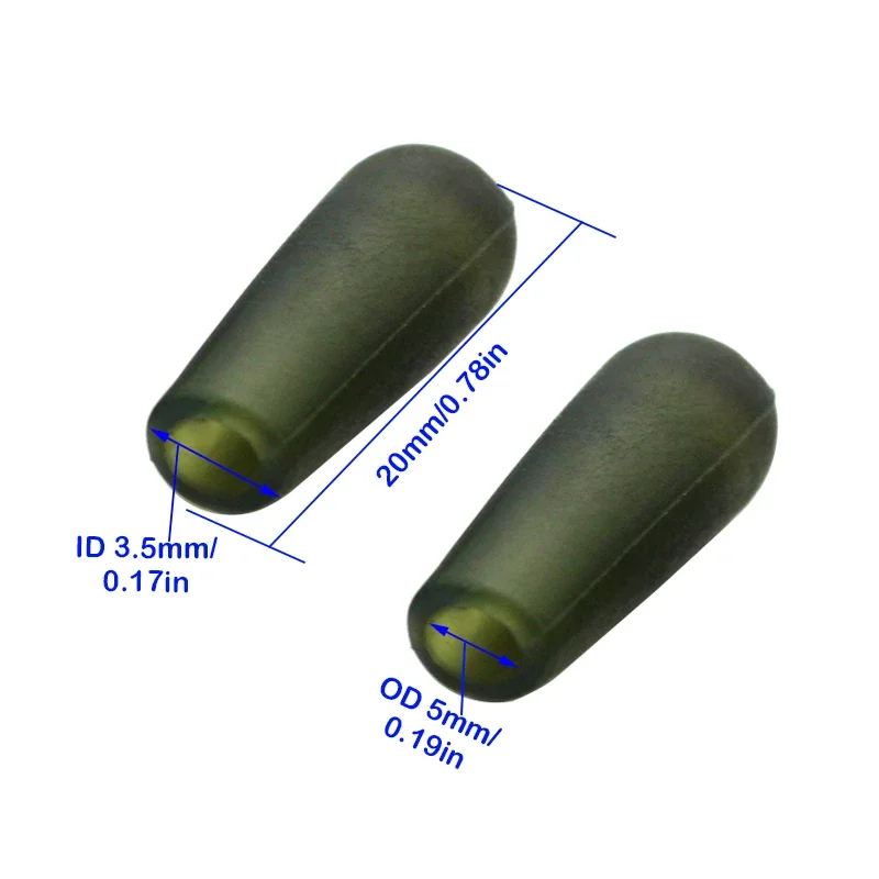 20pcs Carp Fishing Heli Rubber Buffer Sleeve Aaialble Green/Brown/Silt For Carp Hair Chod Helicopter Rig  Tackle Accessories