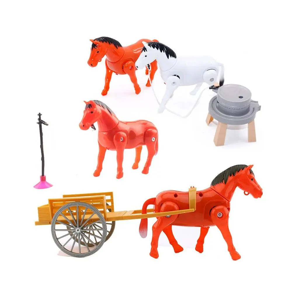 Creative Horse Circling Toy Anxiety Relief Funny Electric Horse Model Plastic Mini Sensory Toys horse-drawn vehicle