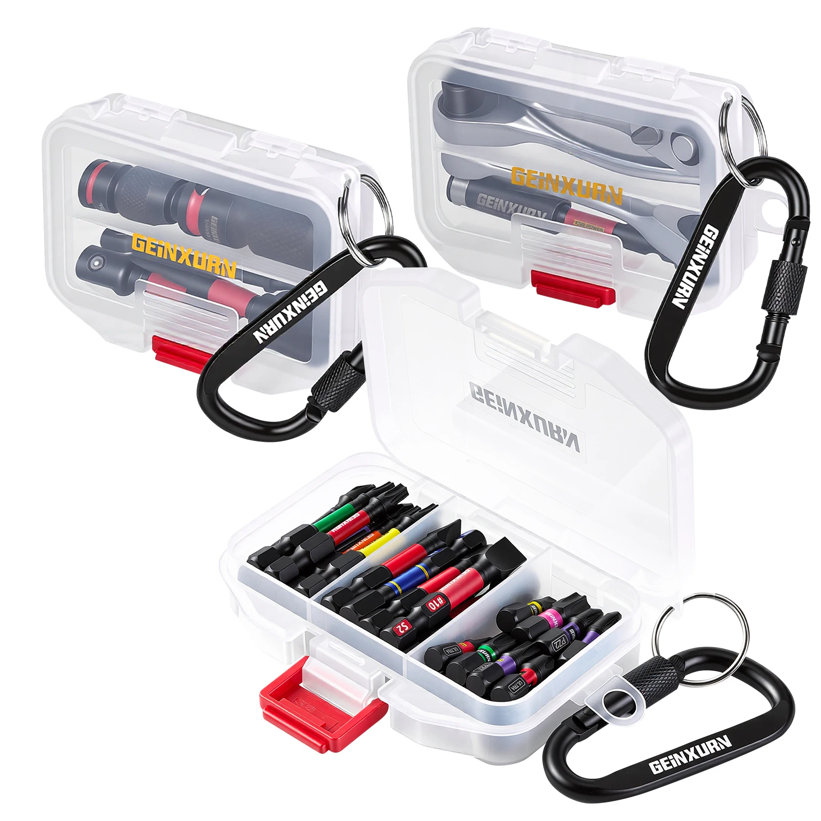 geinxurn-53ピースインパクトパワービットセット、透明pp収納ケース、ミニレンチ、自動車修理および家庭用電動工具キット