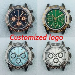 39.5mm 10bar Waterproof VK63 Movement Quartz Watch 316L Stainless steel sapphire Glass Green luminous hands dial Custom logo