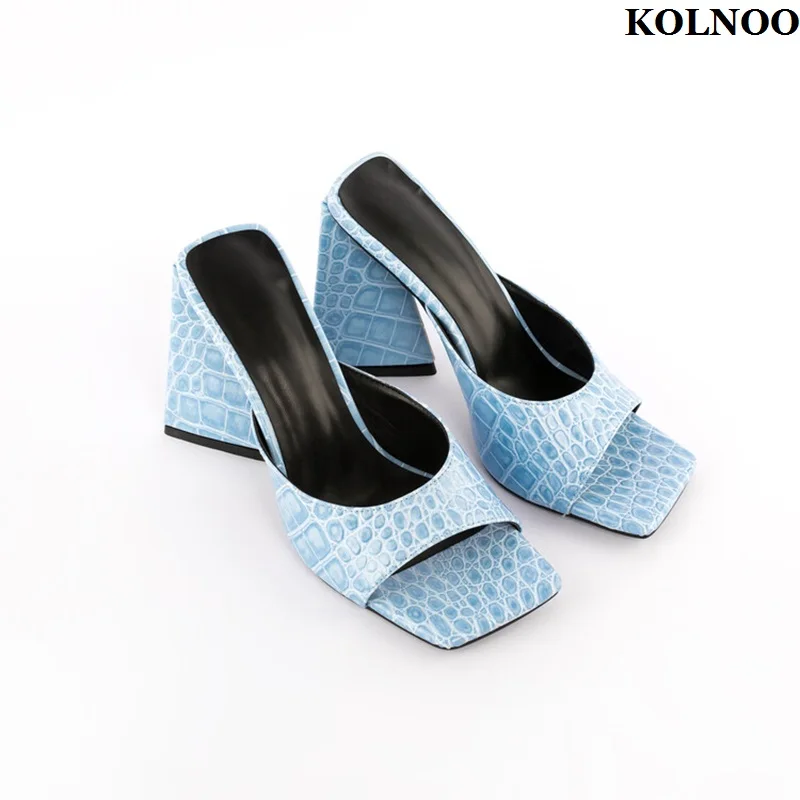 

Kolnoo New Elegant Handmade Women's Chunky Heels Slippers Open-toe Sexy Prom Summer Sandals Evening Fashion Daily Hot Sale Shoes