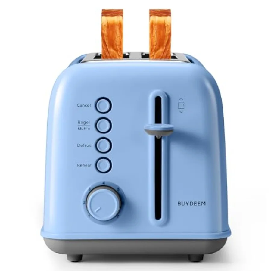 

2-Slice Toaster with Extra Wide Slots Retro Stainless Steel Finish Blue High Lift Lever Bagel and Muffin Function Removable Cru