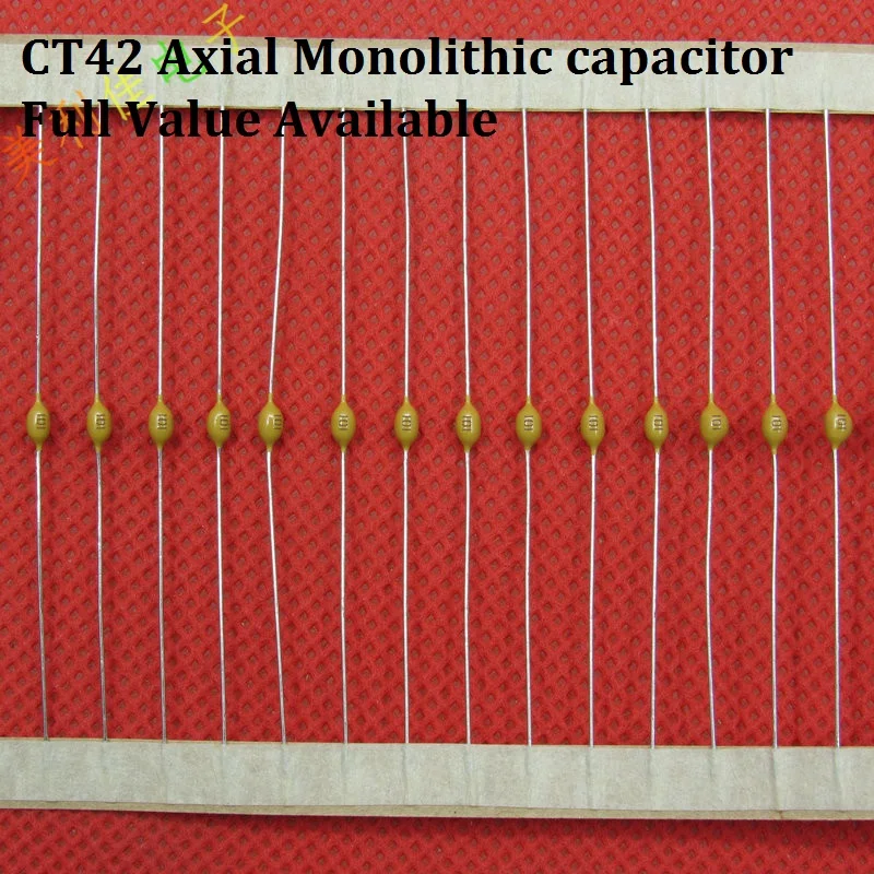 100PC Monolithic Capacitor 50V 474 223 224 105 104 103 102 1NF 10NF 100NF 22NF 220NF 470NF CT42 Axial Multilayer Ceramic