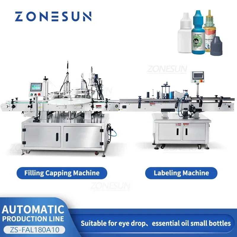 ZONESUN ZS-FAL180A10 Automatic Liquid Filling Capping Labeling Machine Dropper Bottle Essential Oil Packaging