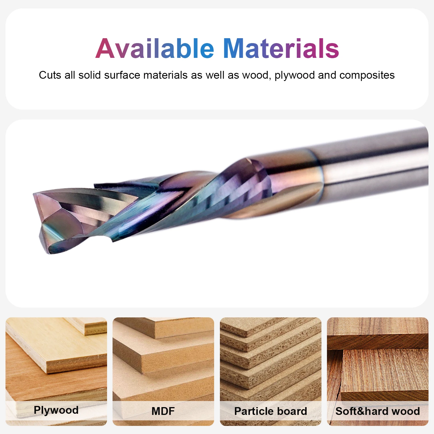 SpeTool 1pc TAC Coated Spiral Router Bit Up Down Compression Bit 1/4\