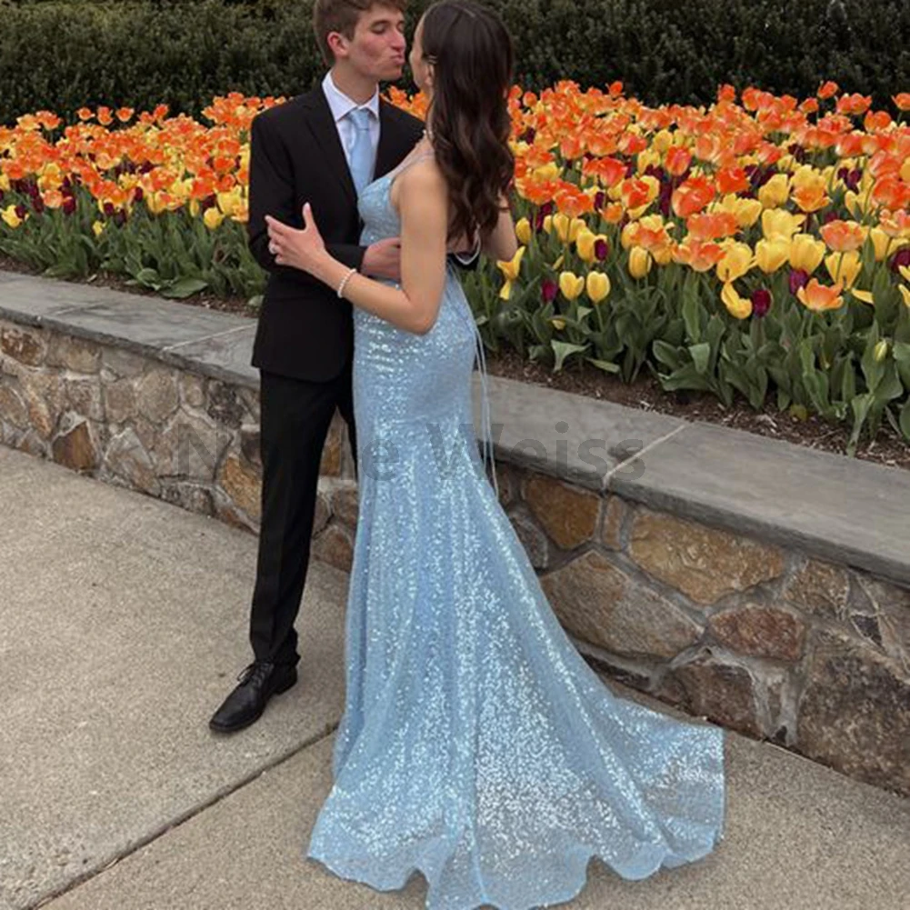 الخامس الرقبة الترتر حورية البحر فستان الحفلة الراقصة الطابق طول ثوب السهرة تخصيص