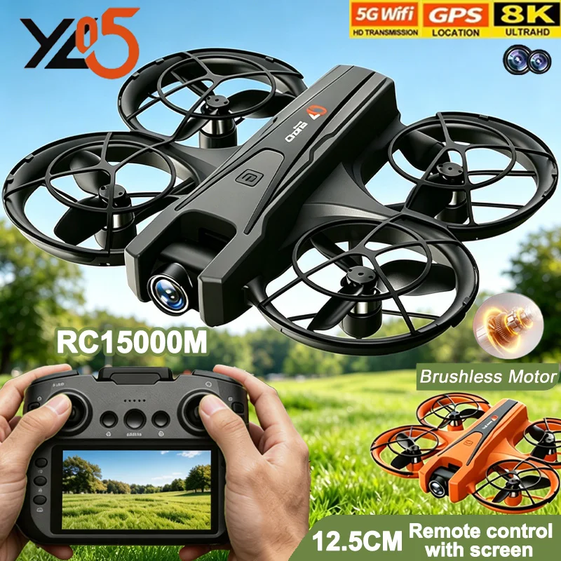 Mini Dron YL05 con Cámara 8K HD, Pantalla, Control Remoto, WiFi FPV, Mantenimiento de Altitud, Modo Sin Cabeza, Retorno con una Tecla, Juguetes RC, Regalos para Niños