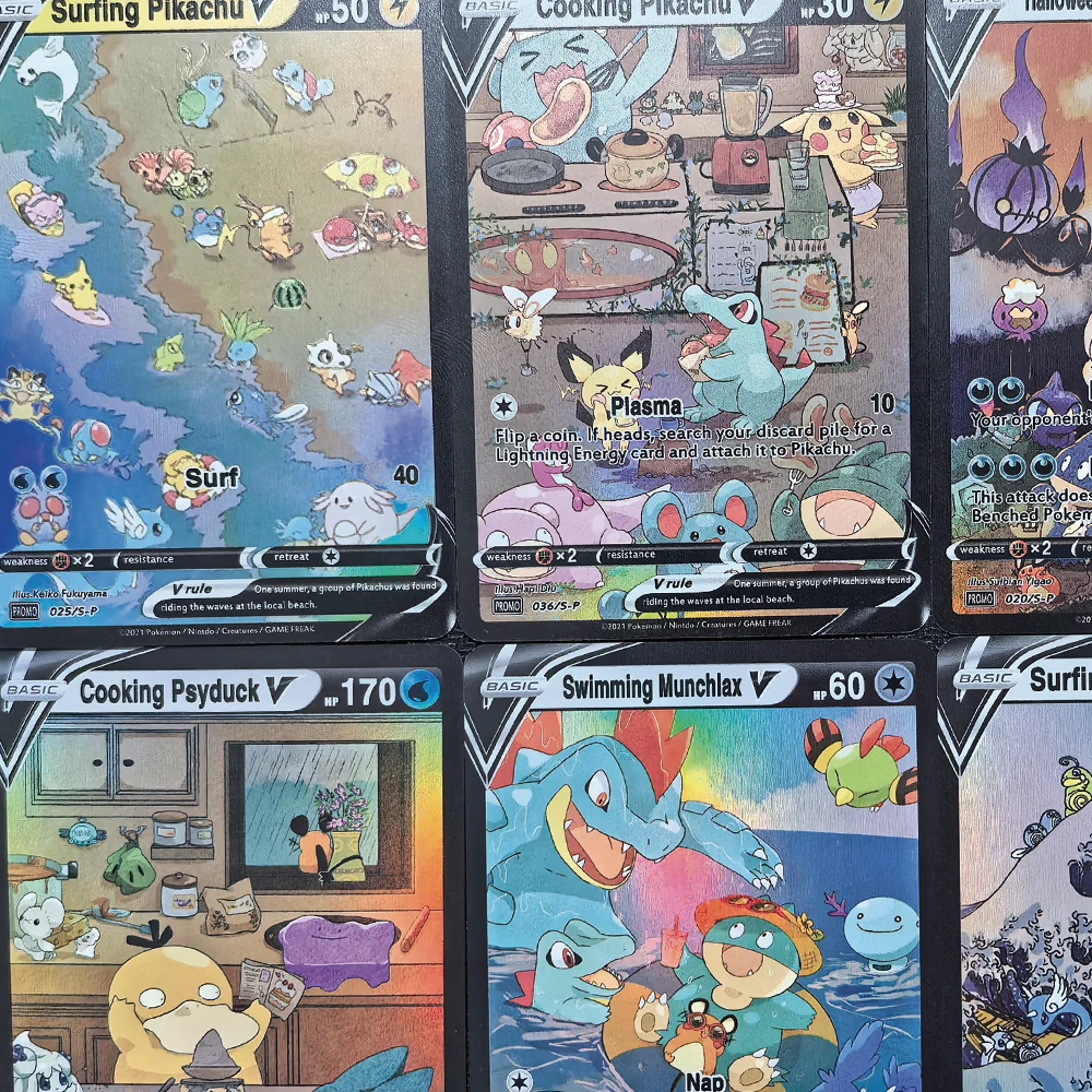 

BLBU ACG PTCG Collection Cards Cooking Surfing Swimming Munchlax V Holographic Color Flash Card English Anime Cards Child Gifts