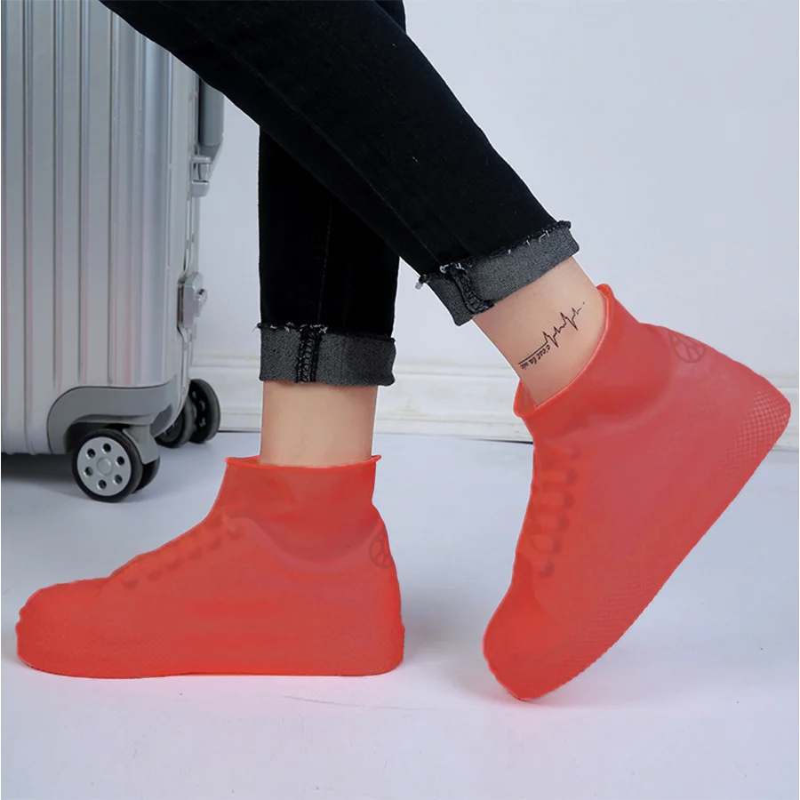 1 Pair of Reusable Latex Waterproof Rain Boot Cover Anti Slip Rubber Rain Boot Overshoes Outdoor Walking Shoe Cover