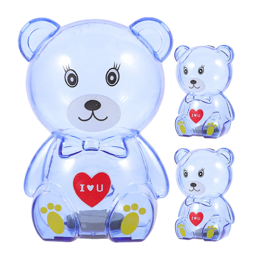 3pcs Transparent Bear Piggy Bank Cute Cartoon Saving Pot For Kids Girls Desktop Coin Container Unbreakable Money Jar Bedroom