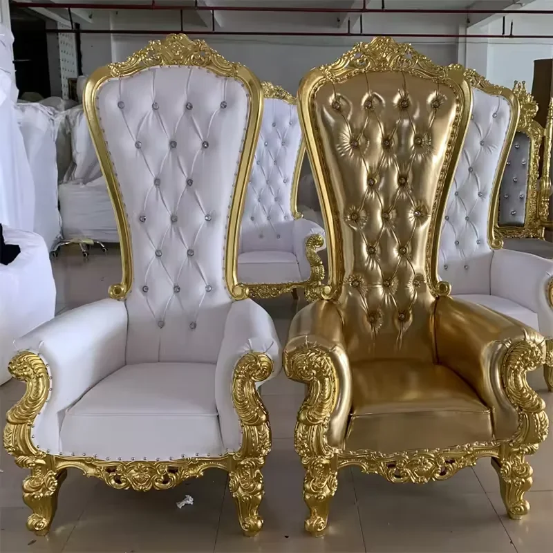 High Back King And Queen Throne Chairs Gold Luxury Royal Wedding Event Hotel Sofa Throne Chairs For Rental