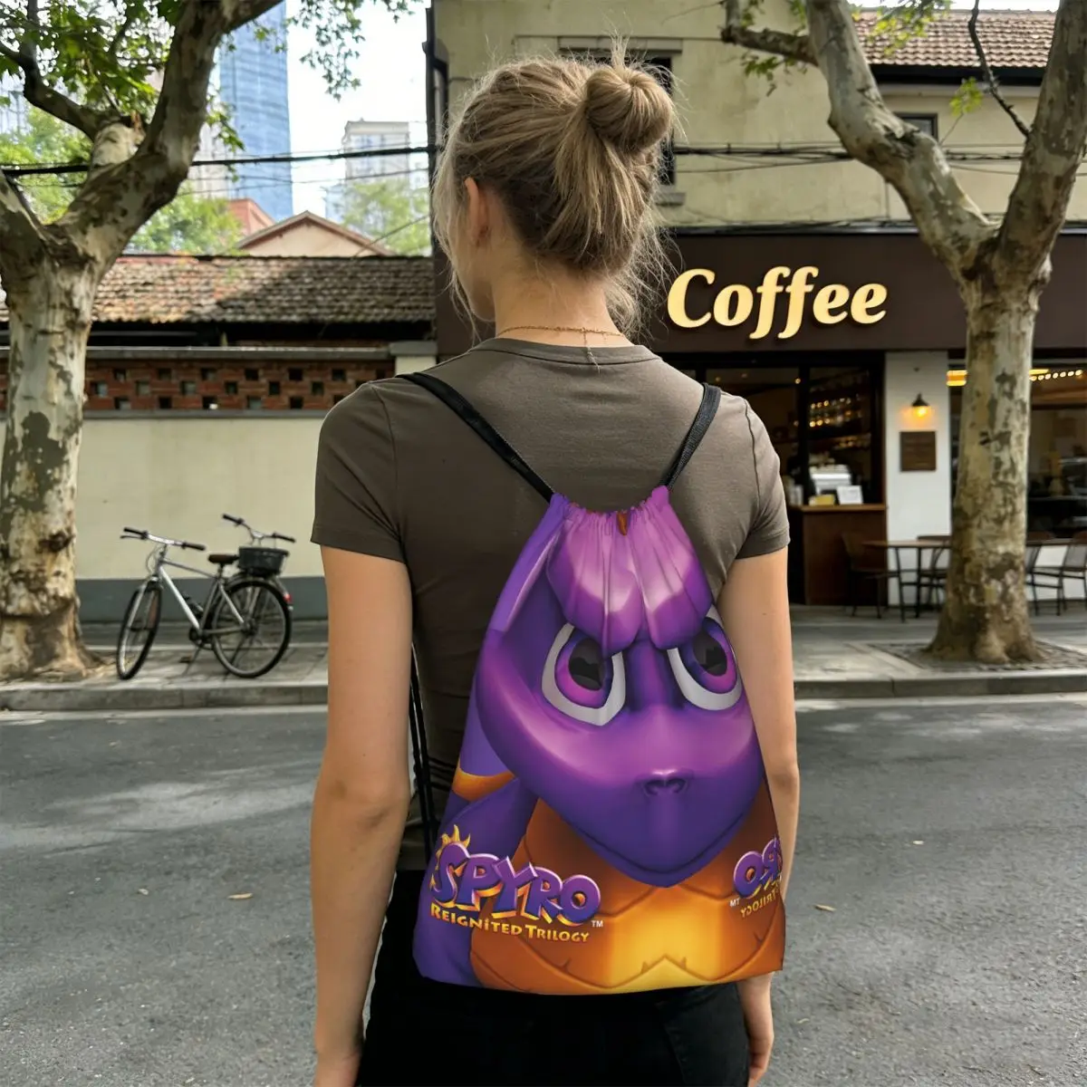 Spyro The Dragon Spyro Backpacks Casual Drawstring Bags Sports Bag Book Bags for Man Woman Students