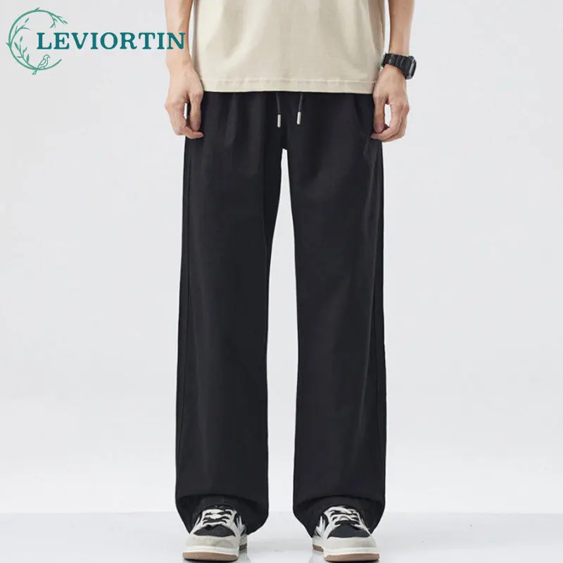 

Men's Summer New Style American Retro Youth Trendy Loose and Versatile Fashion Thin Solid Color Straight Leg Casual Pants