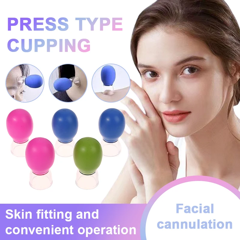 

5Pc Silicone Vacuum Cupping Massage Facial Suction Cups Anti Cellulite Cans Face Massage Vacuum Jar Anti-Wrinkle Therapy Cupping