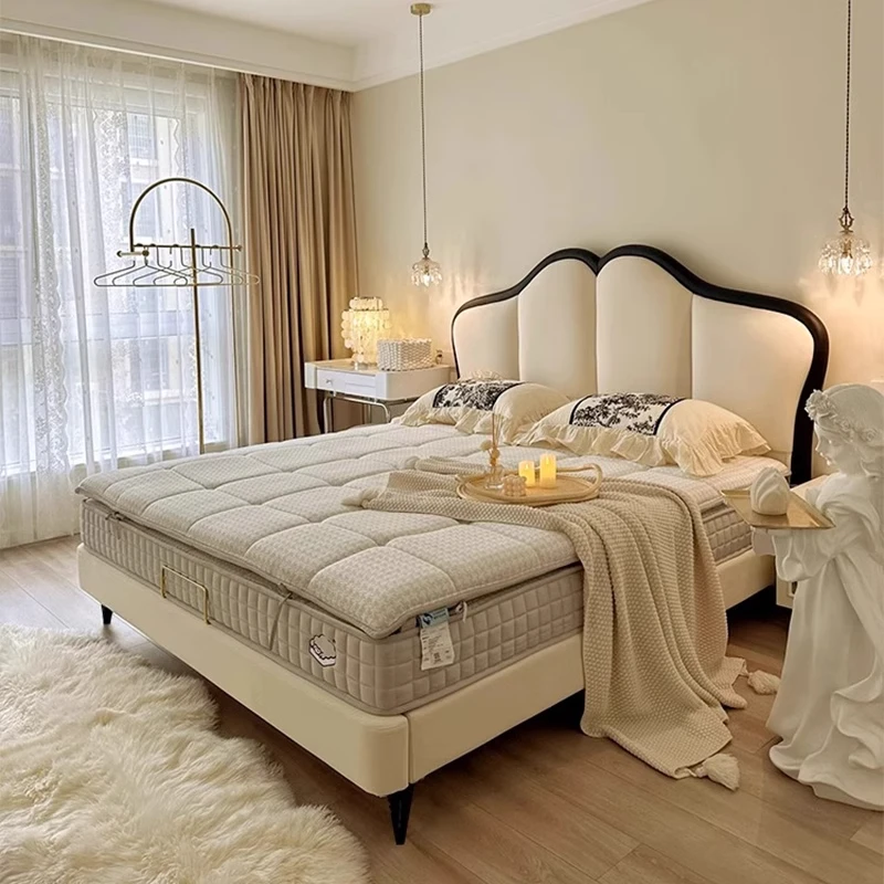 

Minimalist Design Double Bed White Black Unique Japanese Pliable Double Bed Frame Camping Modern Cama Matrimonial Furniture Home