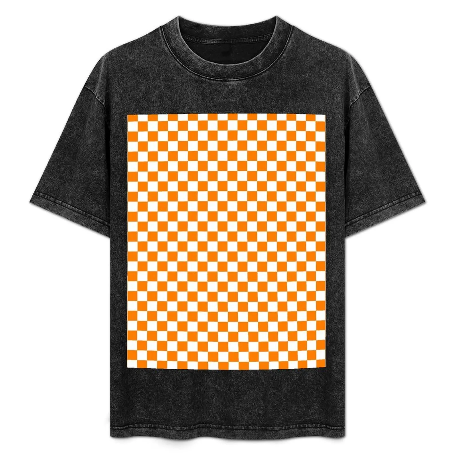 

Orange and White Checkerboard T-Shirt plus size clothes cheap stuff luxury designer Men's t shirts