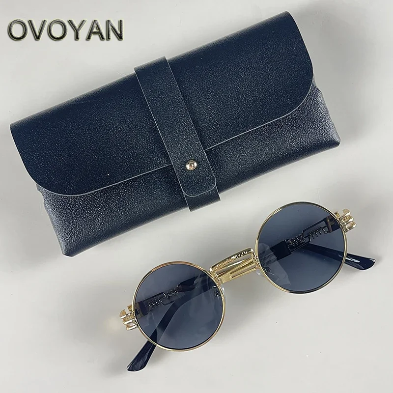 

OVOYAN Retro Round Frame Sunglasses Men New Steampunk Eyewear Men/women Brand 2023 Glasses Alloy Punk Men Gafas De Sol Hombre