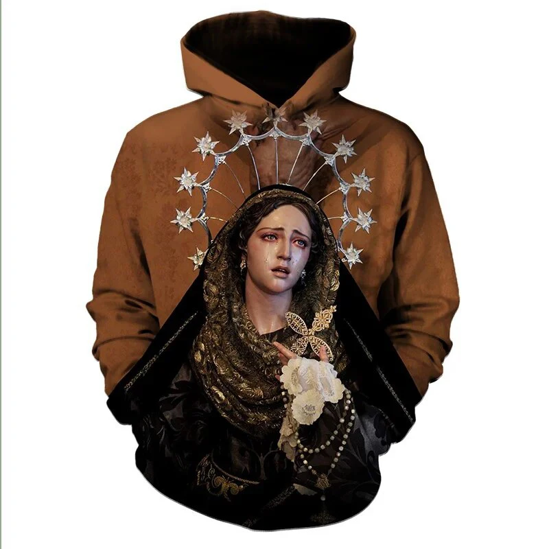 Autumn Virgin Mary 3D Print Hoodies Men Women Fashion Casual Sweatshirts Oversized Hoodie Pullovers Tracksuit Kids Clothing