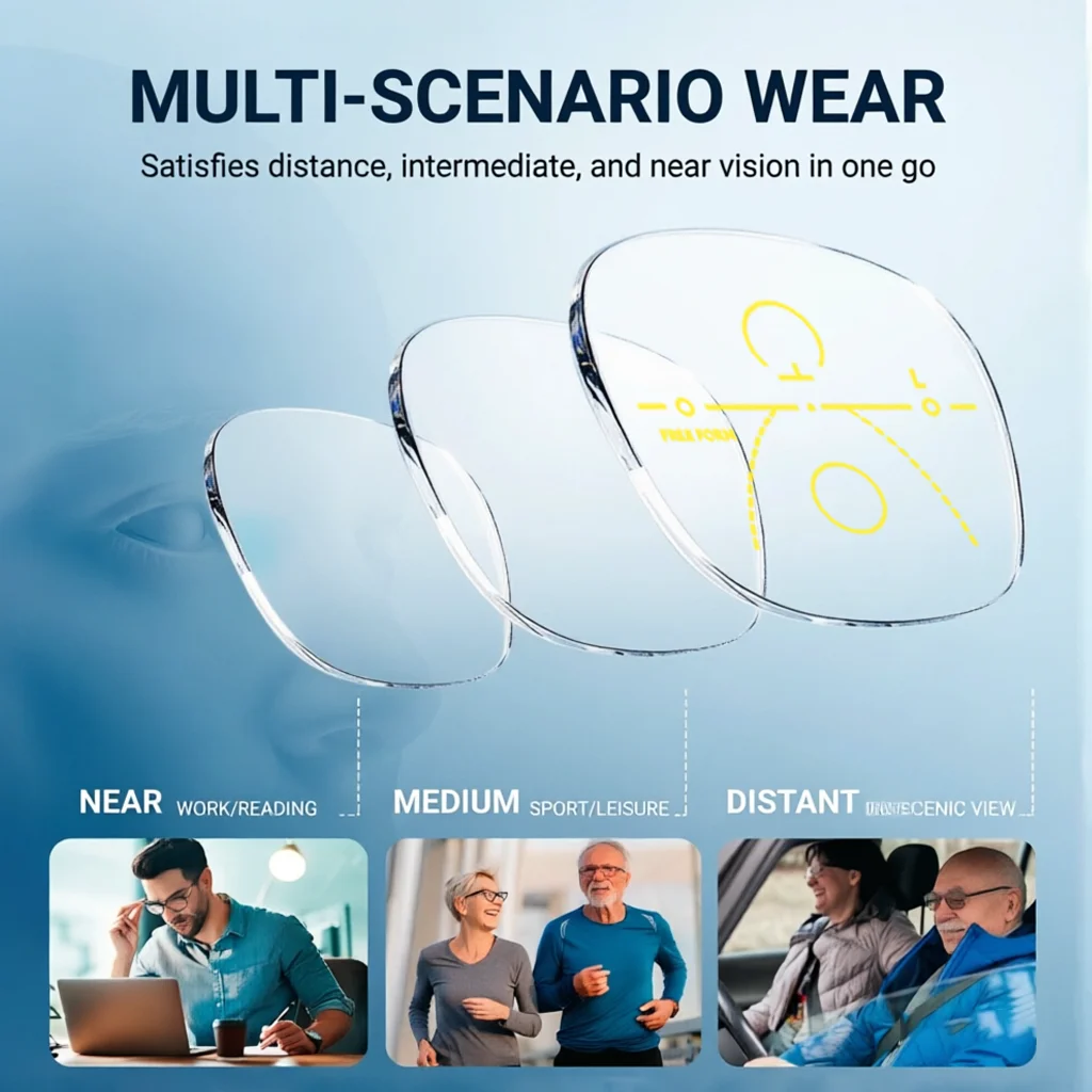 SZTZX Free Form Progressive Anti Blue Light Lenses 1.56 1.61 1.67 1.74 HD Distance & Near Multifocal Optical Prescription Lens