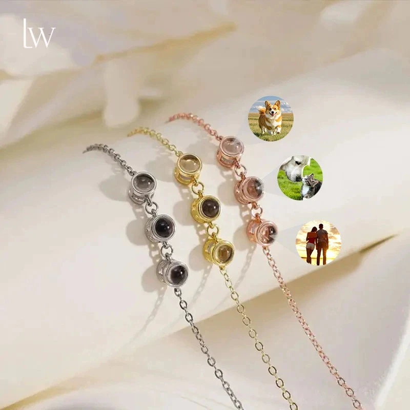 

Personalized Picture Bracelets Custom Photo Projection Bracelets Customized Memorial Gifts Valentines Day Love Gifts for Women