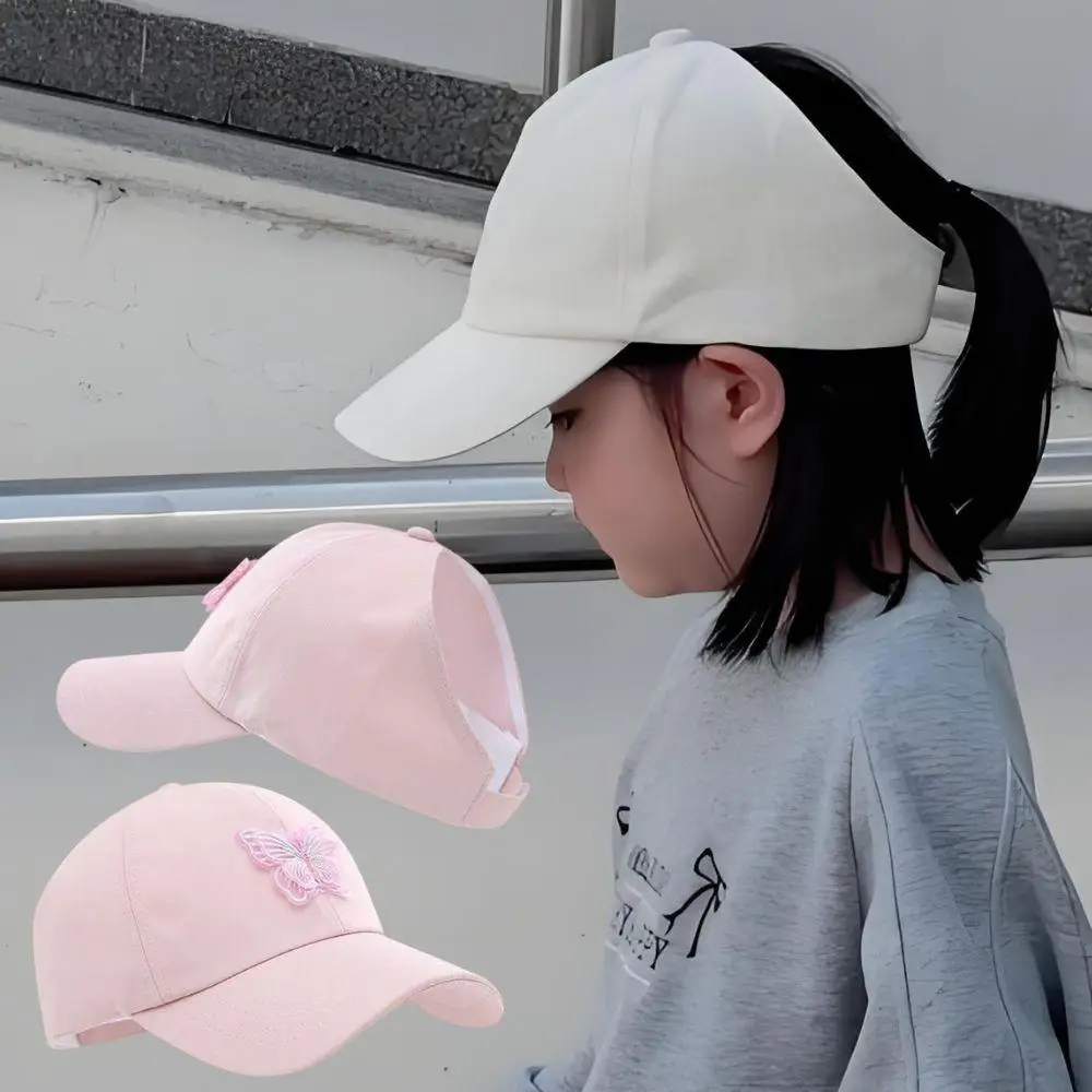 

Sweet Butterfly Baby Girl Baseball Cap High Ponytail Kids Boys Sun Protection Hats Children Quick Drying Adjustable Outdoor Caps