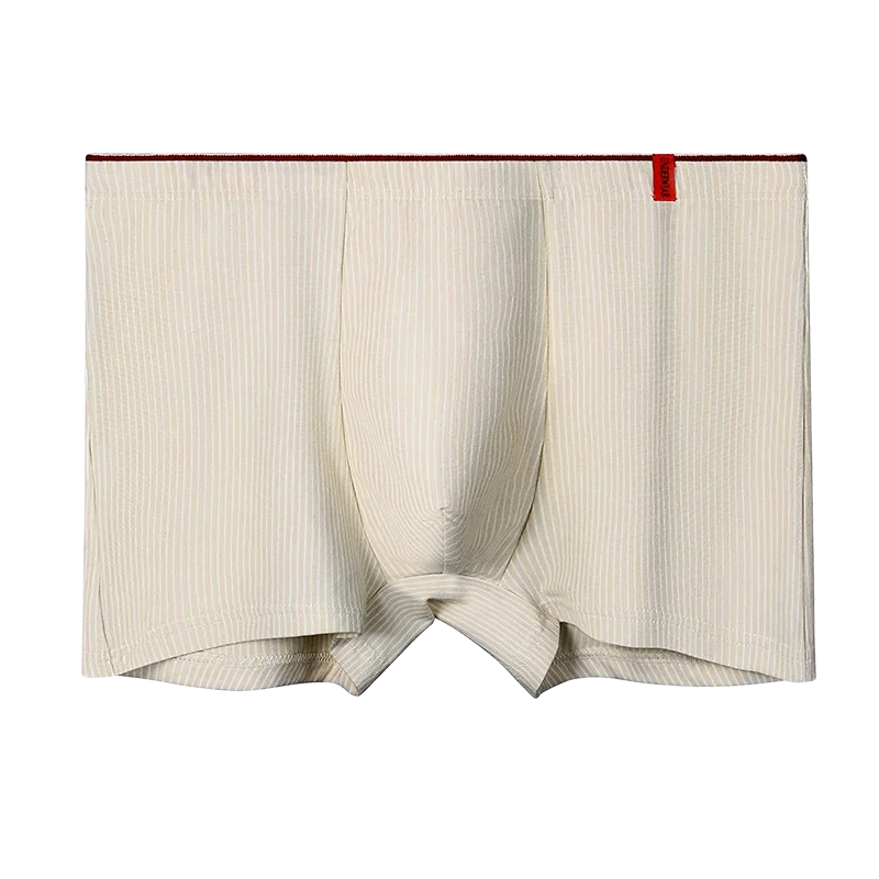 

5PCS Pure cotton underwear, men's trendy striped flat-leg pants, trendy sporty youth, large-sized comfortable four-corner pants
