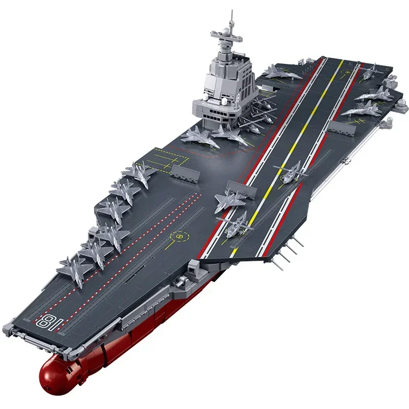 70+CM Creative Liaoning Warship Building Blocks Toy Kit Military Destroyer Ship Carrier Battle Boat Bricks Toy for Boys Kids