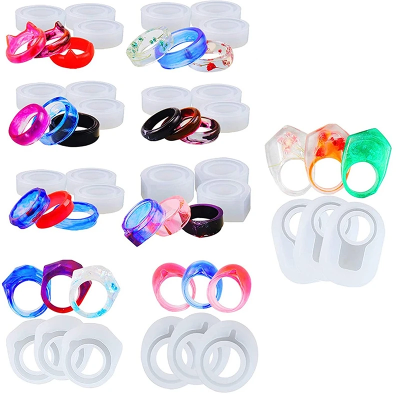 3Pieces Curved Ring Silicone Mould Jewelry Casting Mold Crystal Epoxy Resin Moid