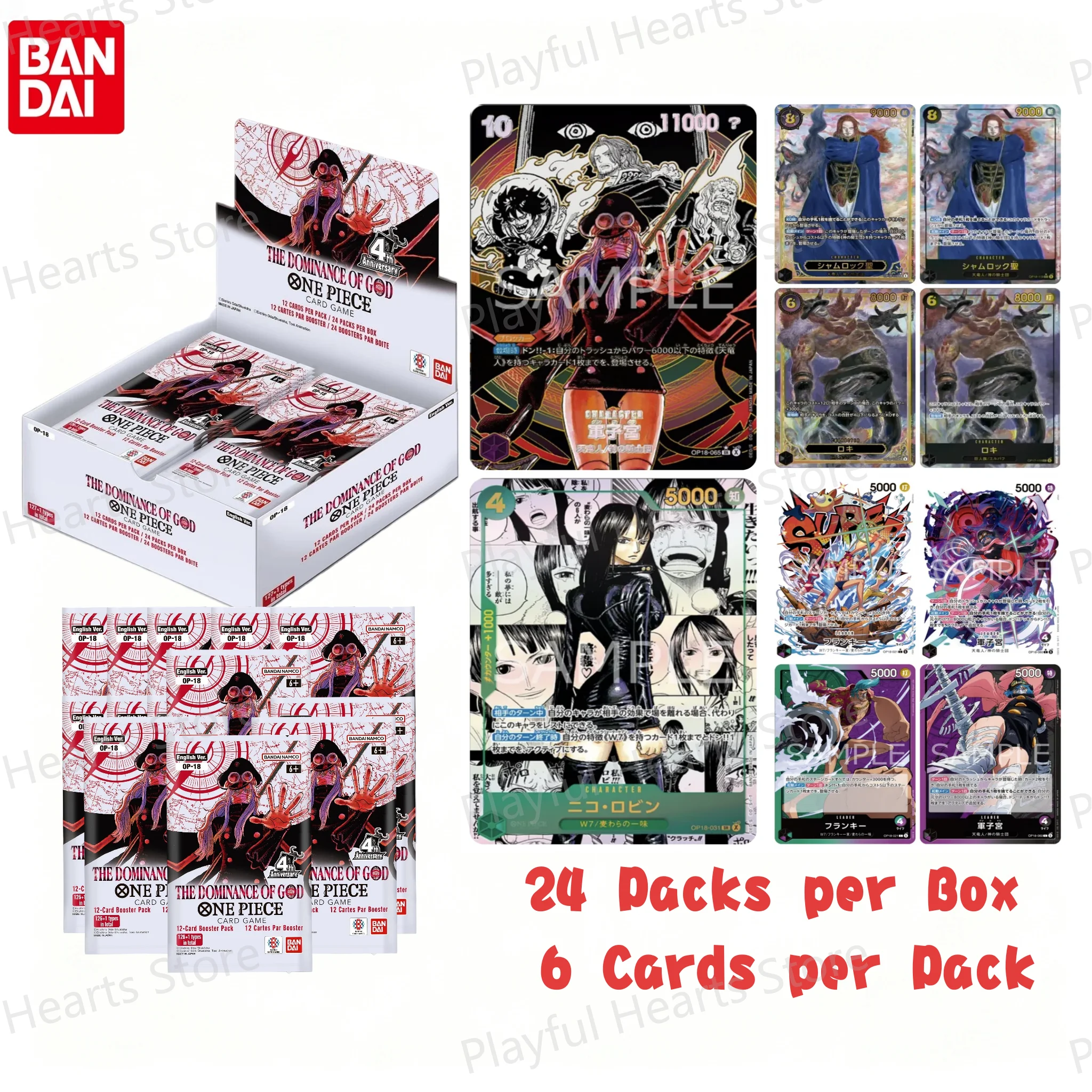 Original Bandai One Piece Op18 The Dominance of God Karten OPCG Op-18 Sammelkarten für Kampfspiele, vereinfachtes Chinesisch, Sammelgeschenke