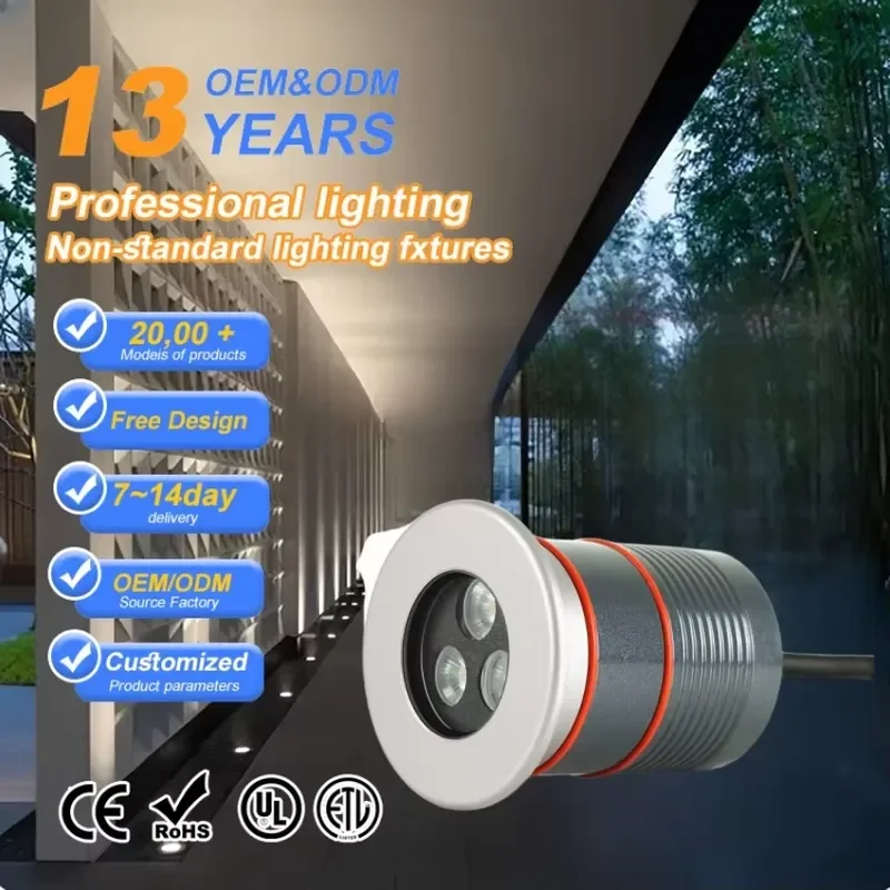 3W 5W 7W 9W 12W IP67 Waterproof Stainless Steel and Aluminum LED Underground Buried Light for Garden Landscape Patio and Yard