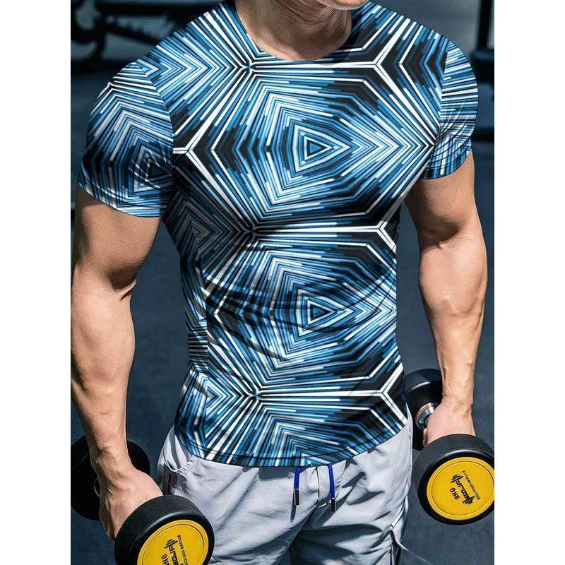 Men's High-Elasticity Fitness Short Sleeve Shirt3DPrintingTSlim-fit quick-drying athletic top for training outfits