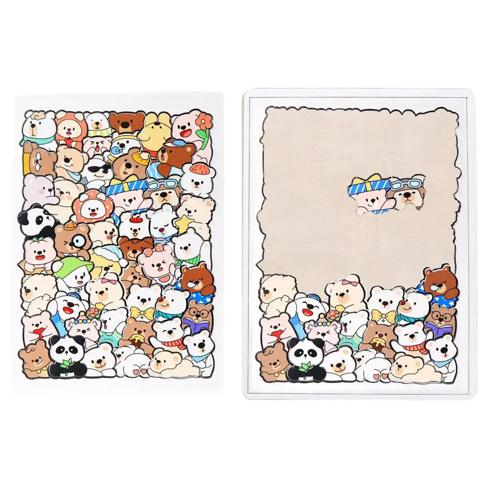 50 Stück Holz-Katzenpuzzles, Tier-Holzpuzzle, Stapelspielzeug, Lernpuzzle für Kinder, Jungen, Mädchen, Geschenke, Dekoration, Malerei – Detail 23