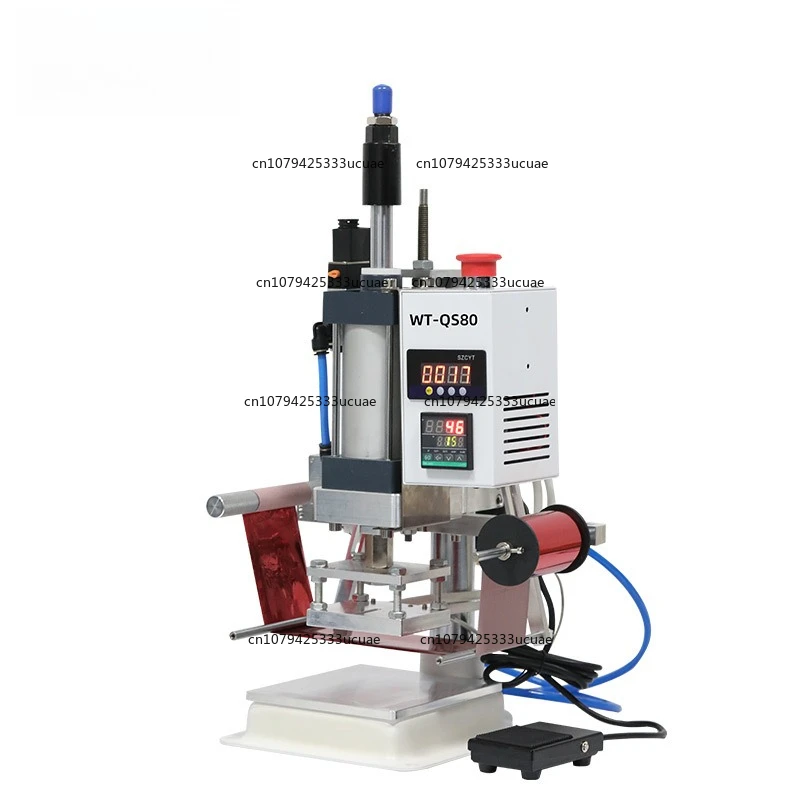QS80 small desktop pneumatic bronzing and marking machine PU leather wood paper hot stamping machine