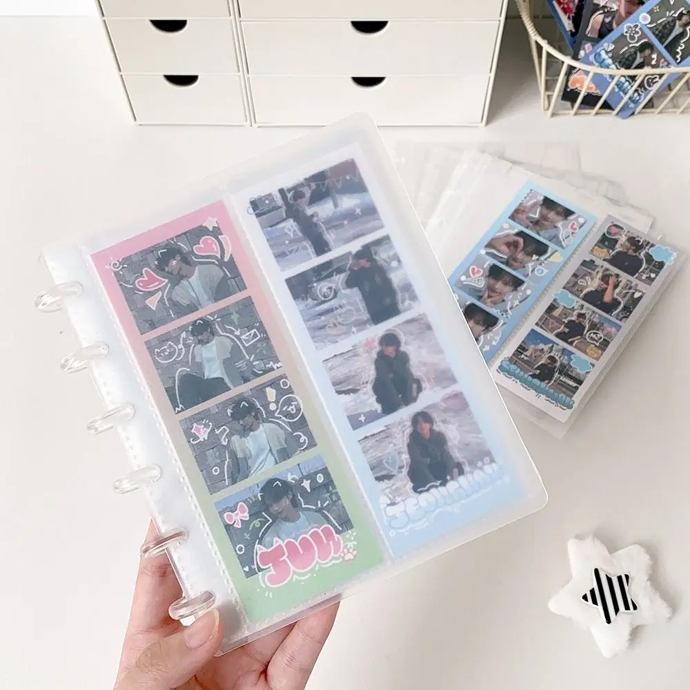 Simple Mushroom Hole Photocards Holder Loose Leaf Transparent Idol Card Collection Binder Vertical Bill Storage Booklet